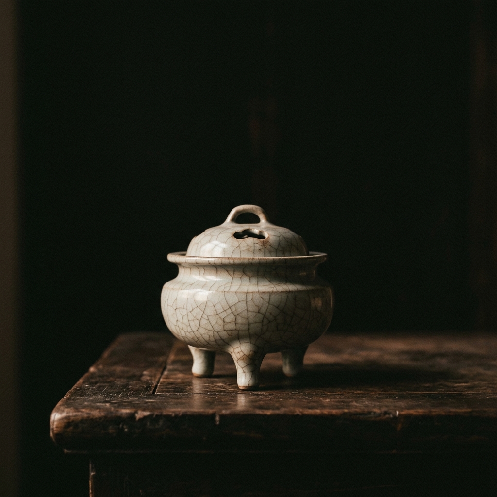 宋代官窯風格香爐,開片釉